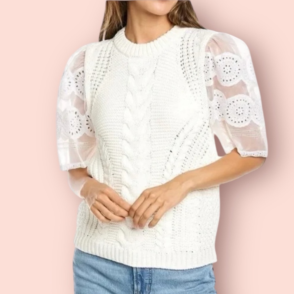 SEA NEW YORK Knit Embroidered Zinnia Sweater